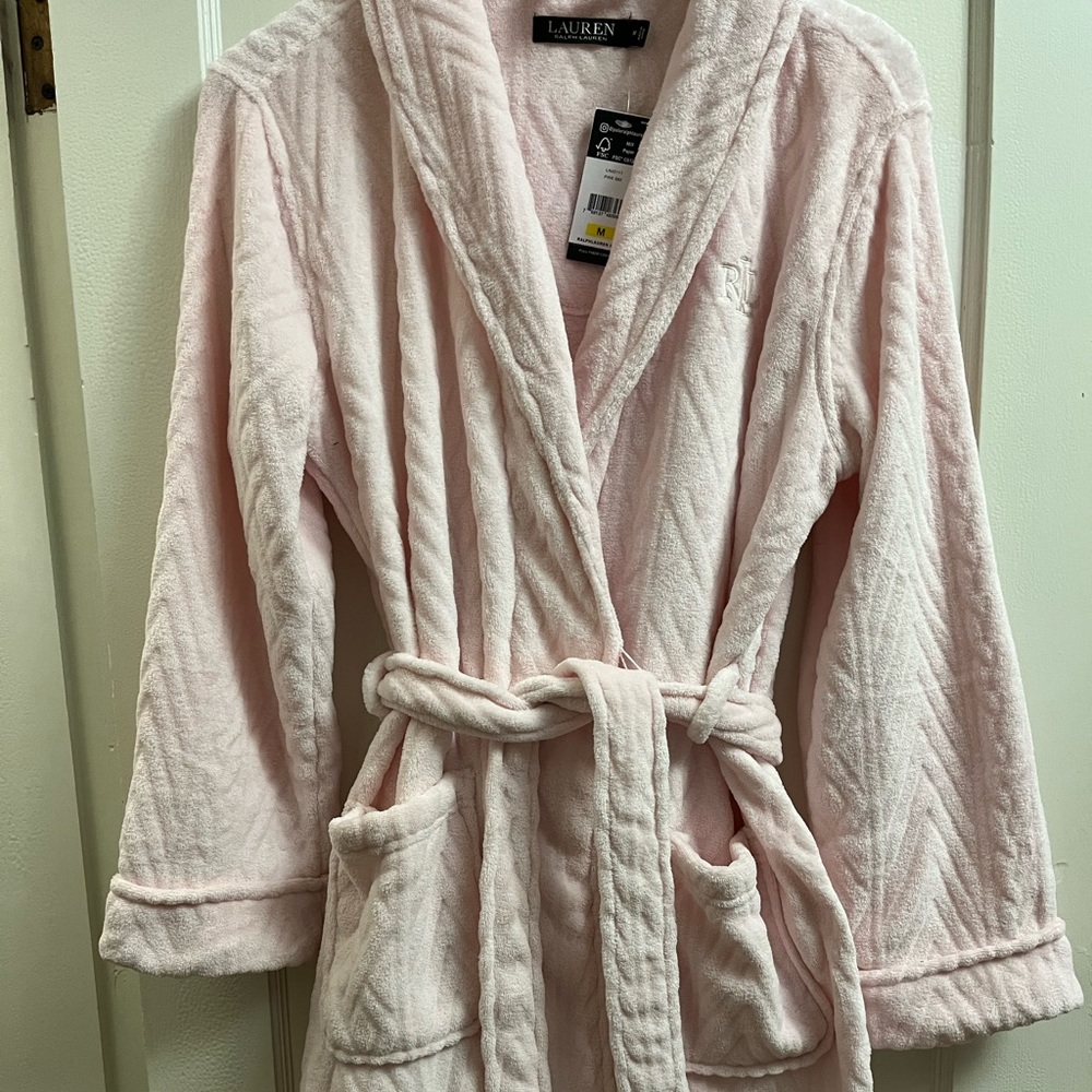 NWT Ralph Lauren Fleece Robe, Pink, M